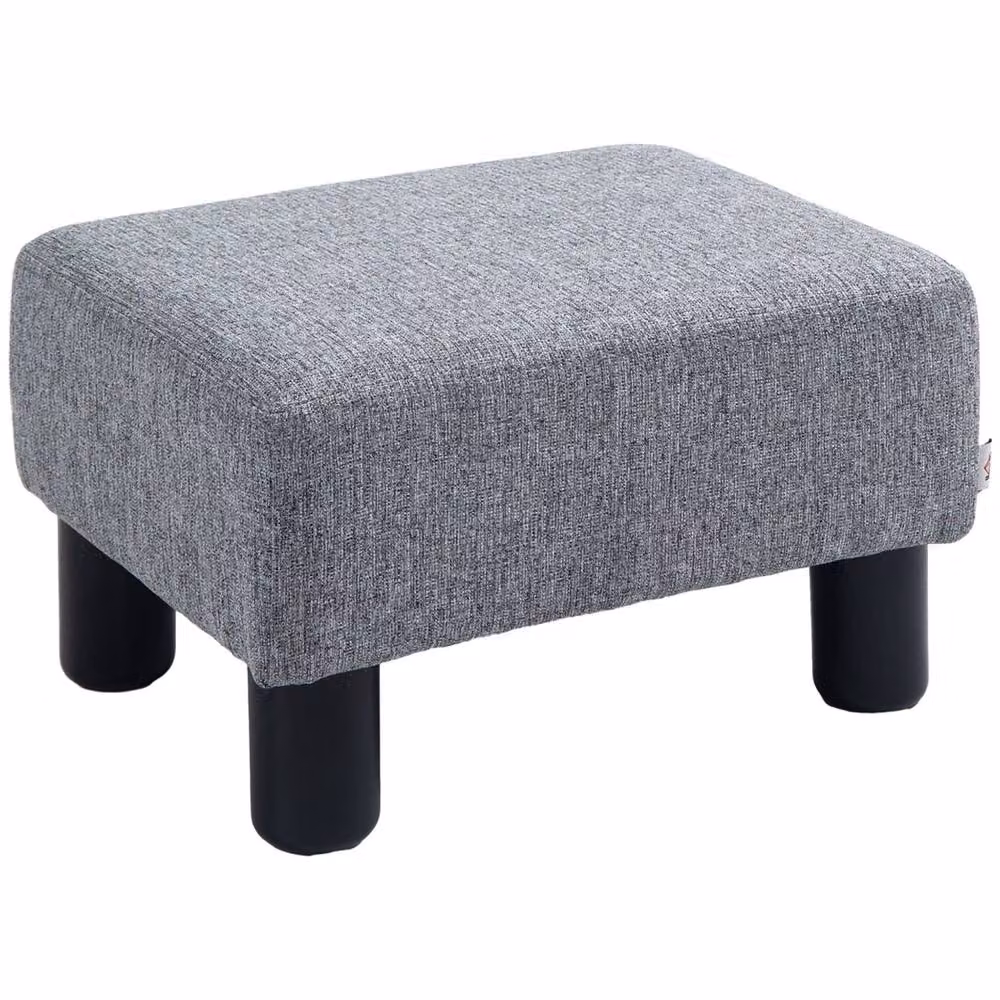 Wyld Haus Nekael Grey Linen Look Rectangular Compact Footstool – 2
