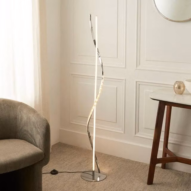 Pagazzi Hyde Chrome and Crystal LED Floor Lamp in Silver – 1
