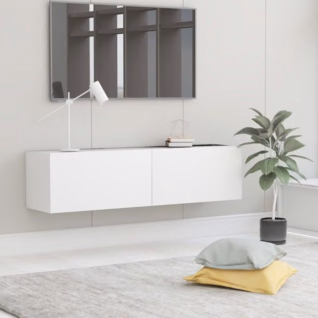 Berkfield Home Glossy White TV Cabinet in Engineered Wood W/D/H: 120 x 30 x 30 cm