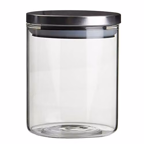 Orsina Freska Airtight Storage Jar, 700 ml, Transparent Glass with Silver Metallic Lid – 1