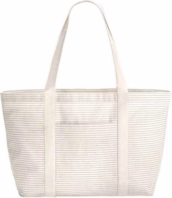 Westford Mill Striped Cotton Shopper Bag in Grey and White