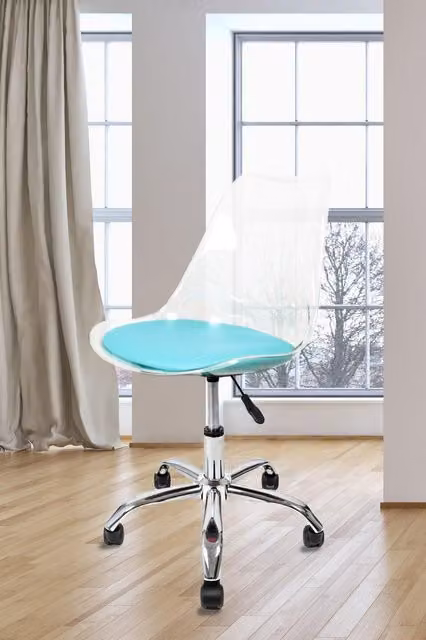 Fusion Living Soho Modern Transparent Aqua Plastic Dining Chair with Swivel Base – 1
