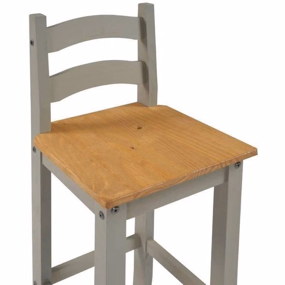 NESTLUNE Corona Pair of Grey Painted Tall Bar Stools in Solid Pine and Metal – 5