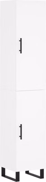 Berkfield Home White Matt Highboard with Hinged Doors and Internal Shelves, W/D/H: 34.5 x 34 x 180 cm