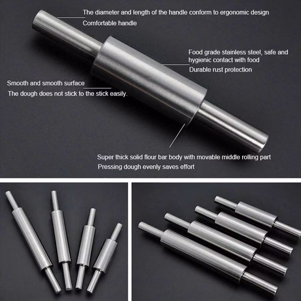 NESTLUNE Non-Stick Stainless Steel Rolling Pin in Silver, W: 15 cm, L: 100 cm – 2