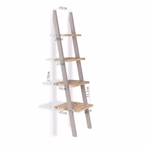 Statement Furniture Florence Wooden Ladder Shelving Unit in Truffle, W/D/H: 38.0 x 44.0 x 170.0 cm – 2