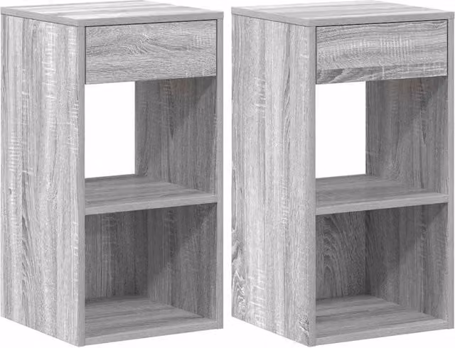 Berkfield Home Bedside Cabinets with Drawer, 2 Pack, Grey Sonoma, W/D/H: 35 x 34 x 66.5 cm