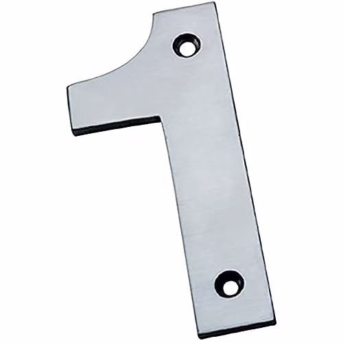Loops 100mm Front Door Numeral 1 in Satin Stainless Steel Silver