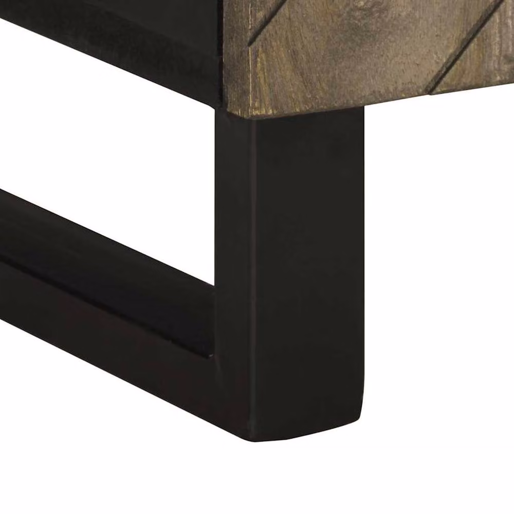 Berkfield Home Black Mango Wood TV Cabinet W: 105 cm, D: 33 cm, H: 46 cm – 5