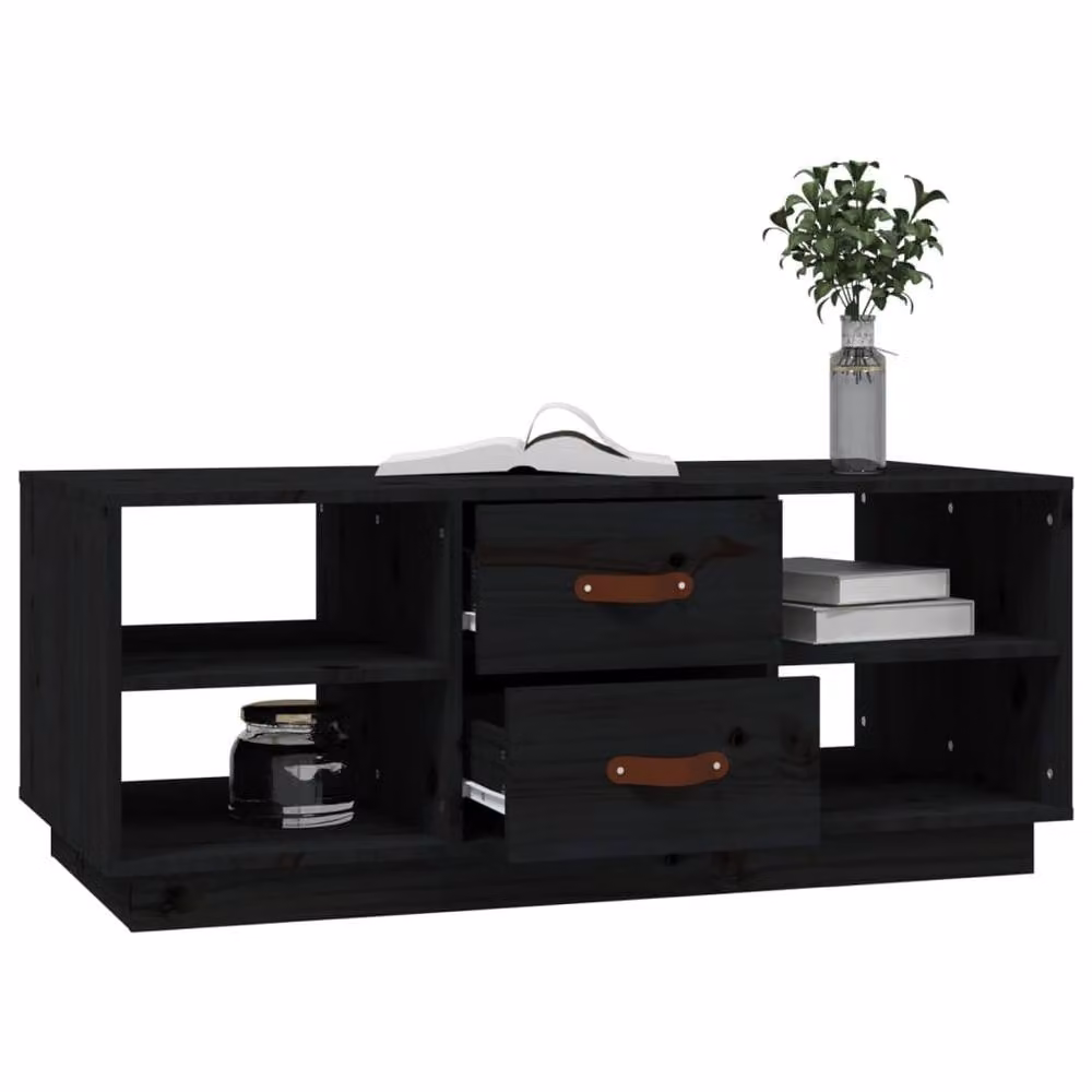 Berkfield Home Beautiful Coffee Table in Black Solid Pine, W: 100 cm, D: 50 cm, H: 41 cm – 3