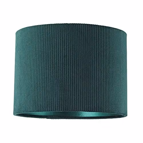 Happy Homewares Modern Round Corduroy Fabric Drum Lamp Shade in Green, W/D/H: 25 x 25 x 18 cm