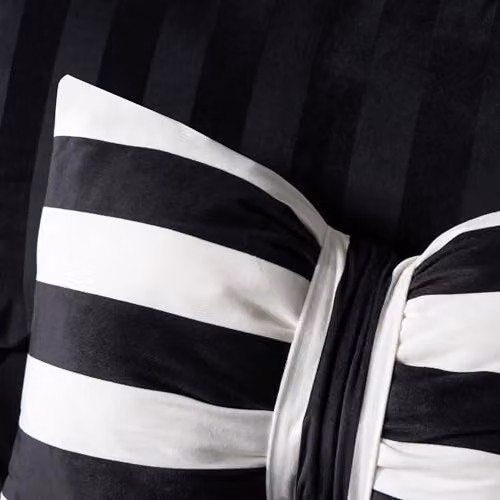 OHS Striped Bow Shaped Decorative Scatter Cushion in Black and White, W/H: 50 x 35 cm – 3