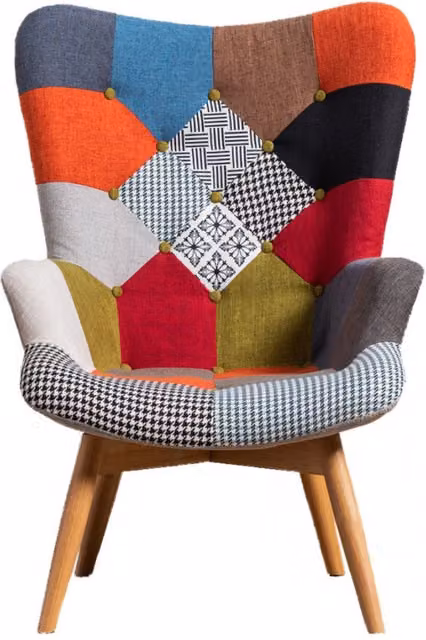Life Interiors Harper Retro Patchwork Armchair in Multicolour Fabric