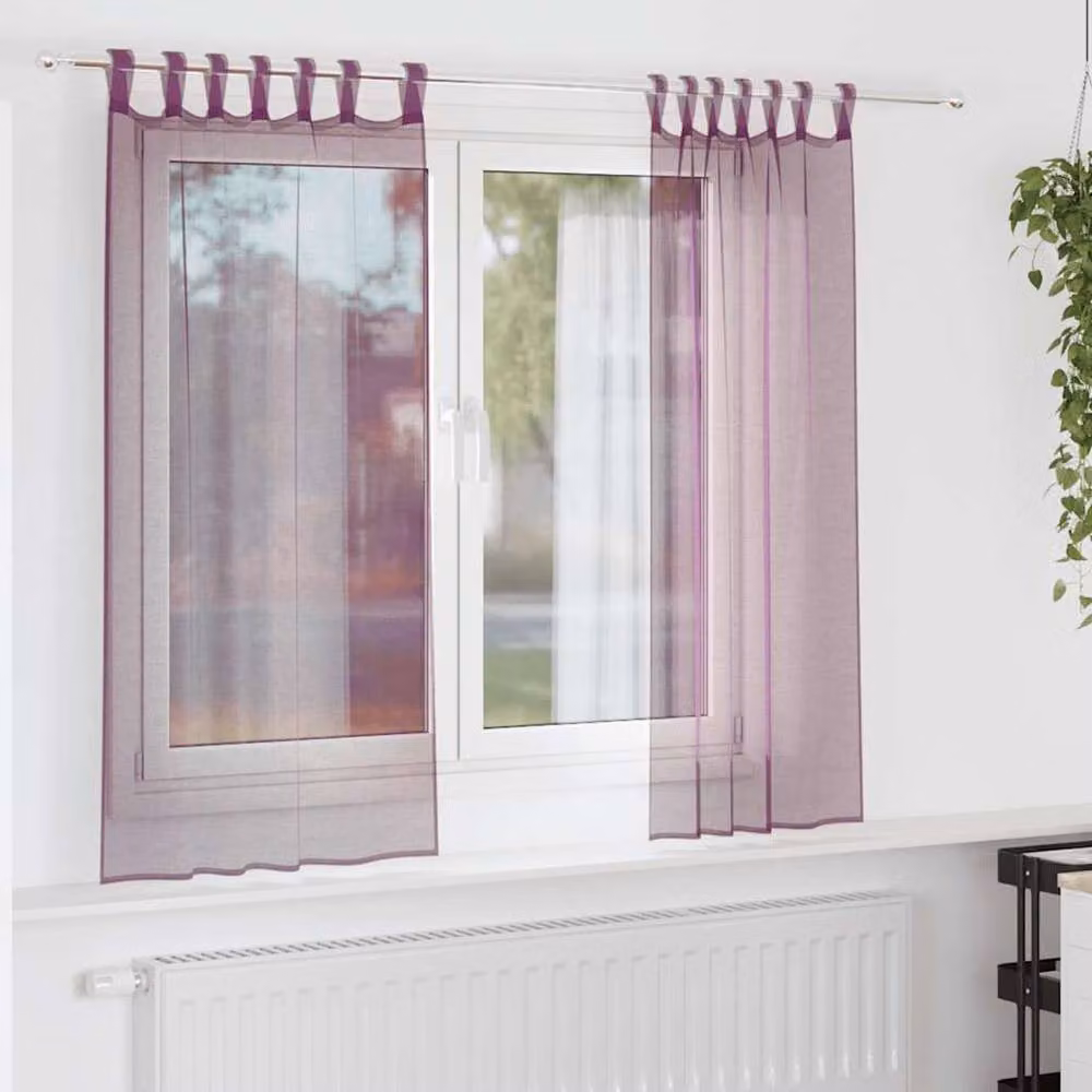 Berkfield Home Purple Voile Fabric Curtains with Tabs, 2 Pack, W: 140 cm, H: 175 cm – 2