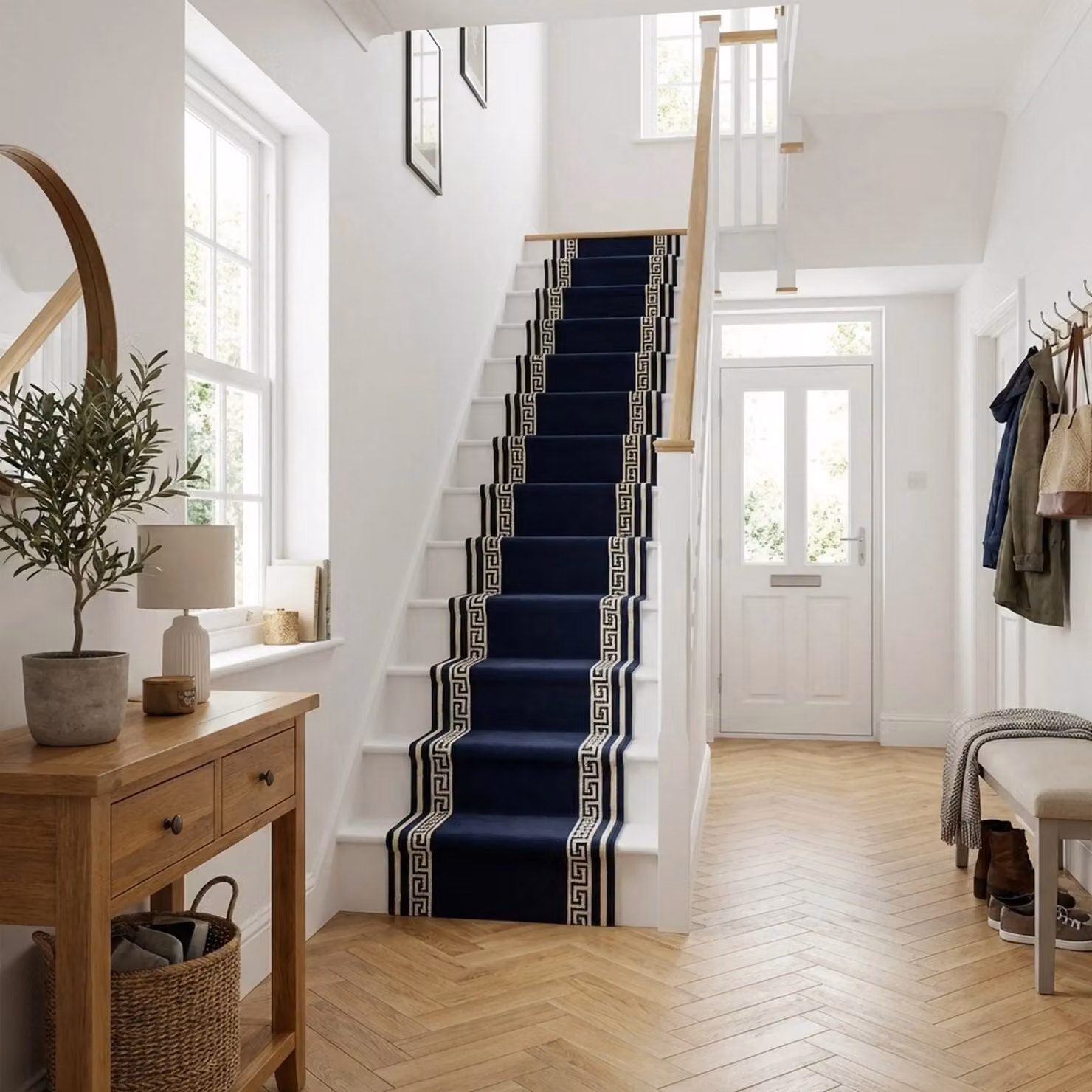 runrug Soft and Durable Stair Runner Carpet in Blue, W: 80 cm, L: 570 cm – 9