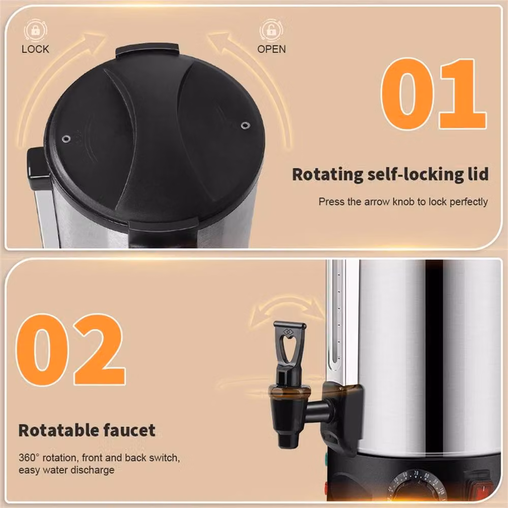Nordara Stainless Steel Electric Catering Tea Urn and Hot Water Boiler in Silver – 2