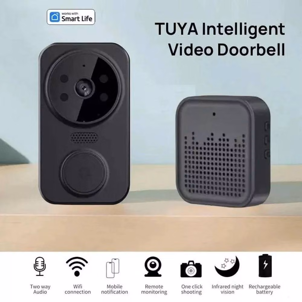 KORVIXA Type #2 Smart WiFi Wireless Video Doorbell in Black – 3