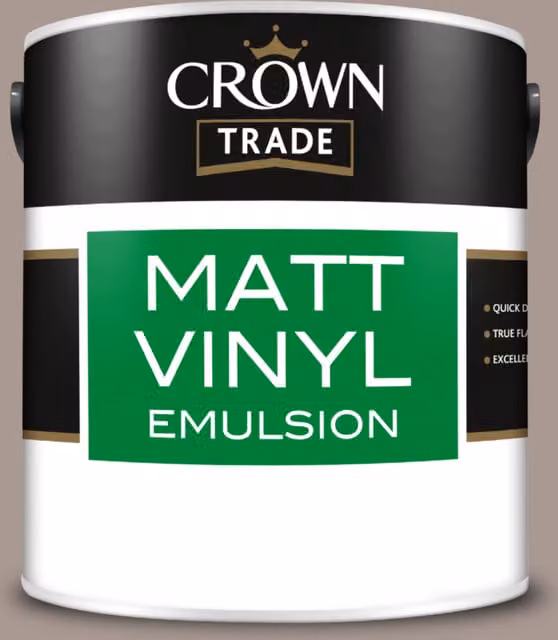Crown Trade Matt Vinyl Dispersion Paint in Crushed Chocolate, Brown and Multicolour, 2.5 l