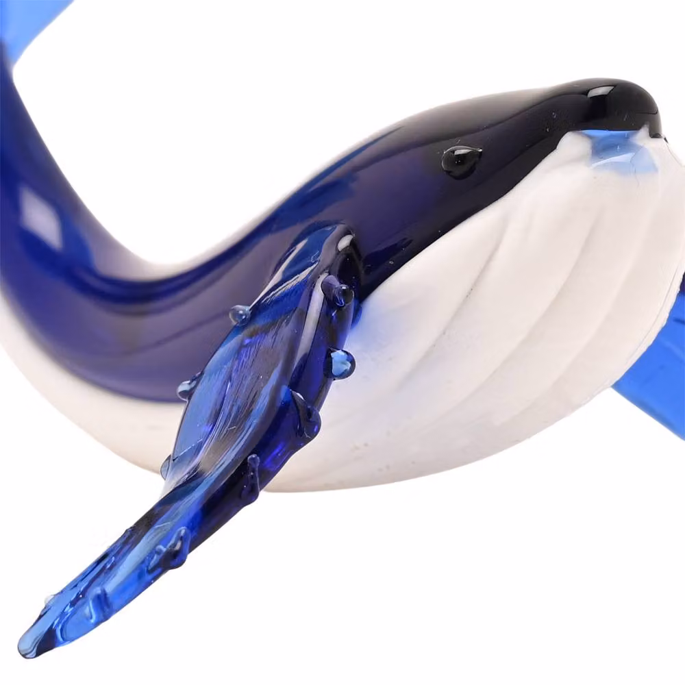Objets d'Art Miniature Blue and White Glass Whale Figurine – 2