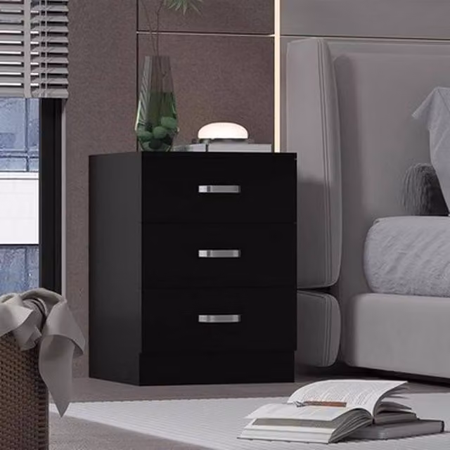 NESTLUNE Black 3 Drawer Metal Chest of Drawers W: 100 cm, D: 15 cm, H: 15 cm – 1