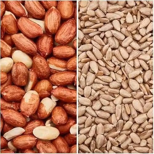 Happy Beaks Premium Wild Bird Food High Energy Feed Mix with Sunflower Hearts and Aflatoxin Tested Peanuts, Brown