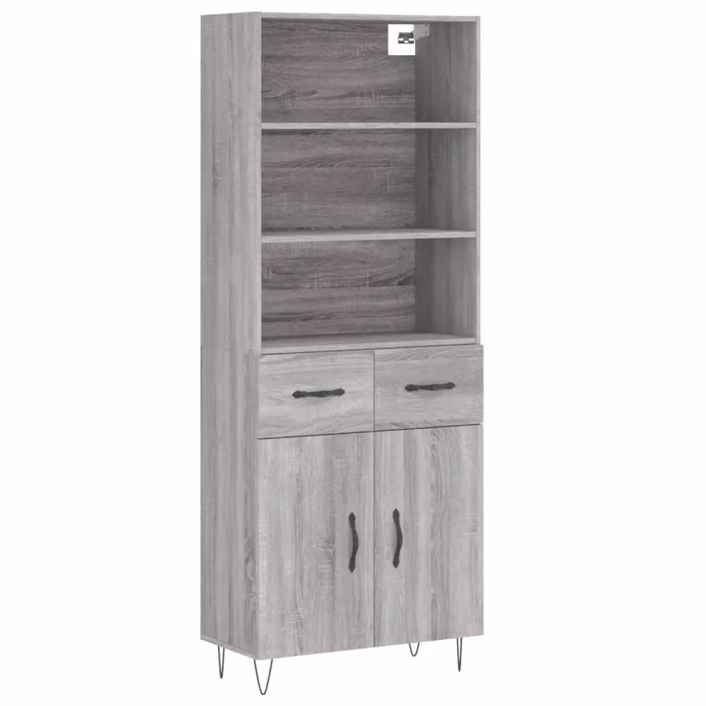 Berkfield Home Grey Sonoma Highboard in Engineered Wood, W: 69.5 cm, D: 34 cm, H: 180 cm – 2