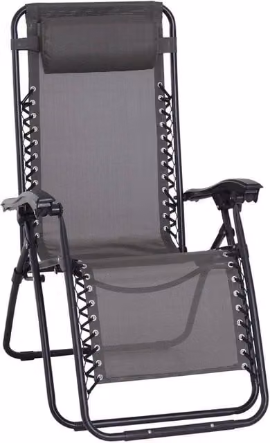 NESTLUNE Grey Reclining Gravity Lounger Chair with Pillow