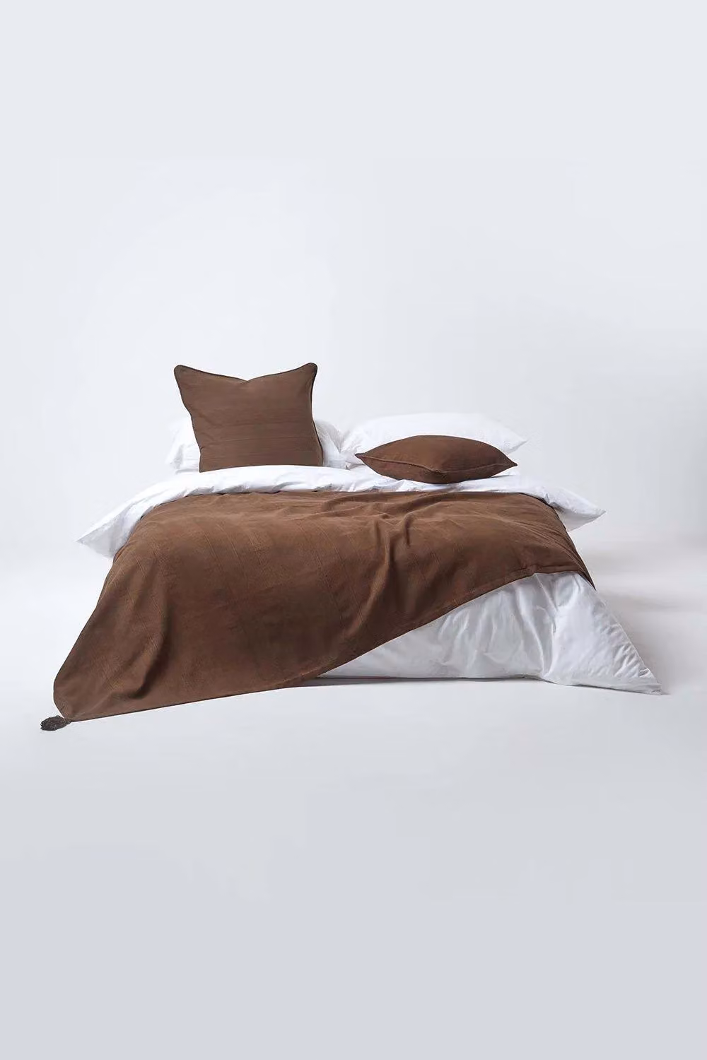 Homescapes Cotton Rajput Ribbed Throw in Brown, W/D/H: 225 x 255 x 1 cm – 2