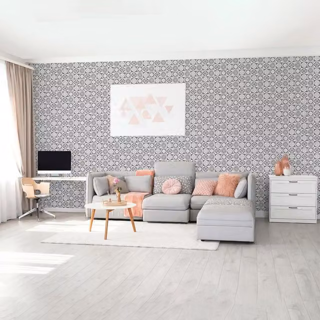 SK Filson Sahara Nights Moroccan Geometric Mosaic Tiles Wallpaper in Grey