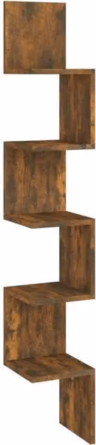 Berkfield Home Wall Mounted Corner Shelf in Smoked Oak Brown, W/D/H: 20 x 20 x 127.5 cm – 1