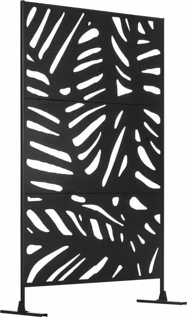 Outsunny Freestanding Metal Outdoor Privacy Screen and Decorative Garden Divider in Black, W/H: 121.92 x 198.12 cm – 1
