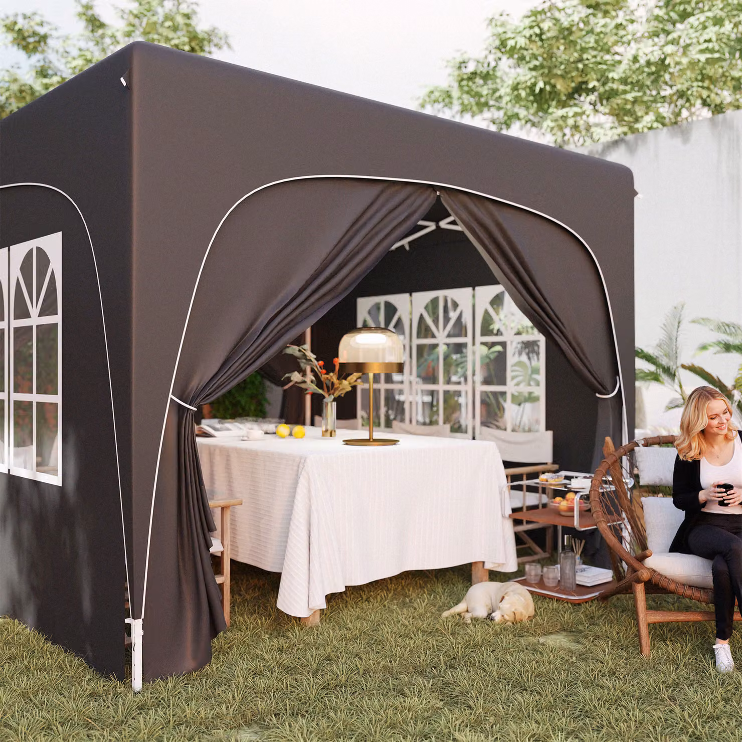 Outsunny Pop-Up Gazebo Shelter with Accessories, Black, W/D: 300 x 300 cm – 9