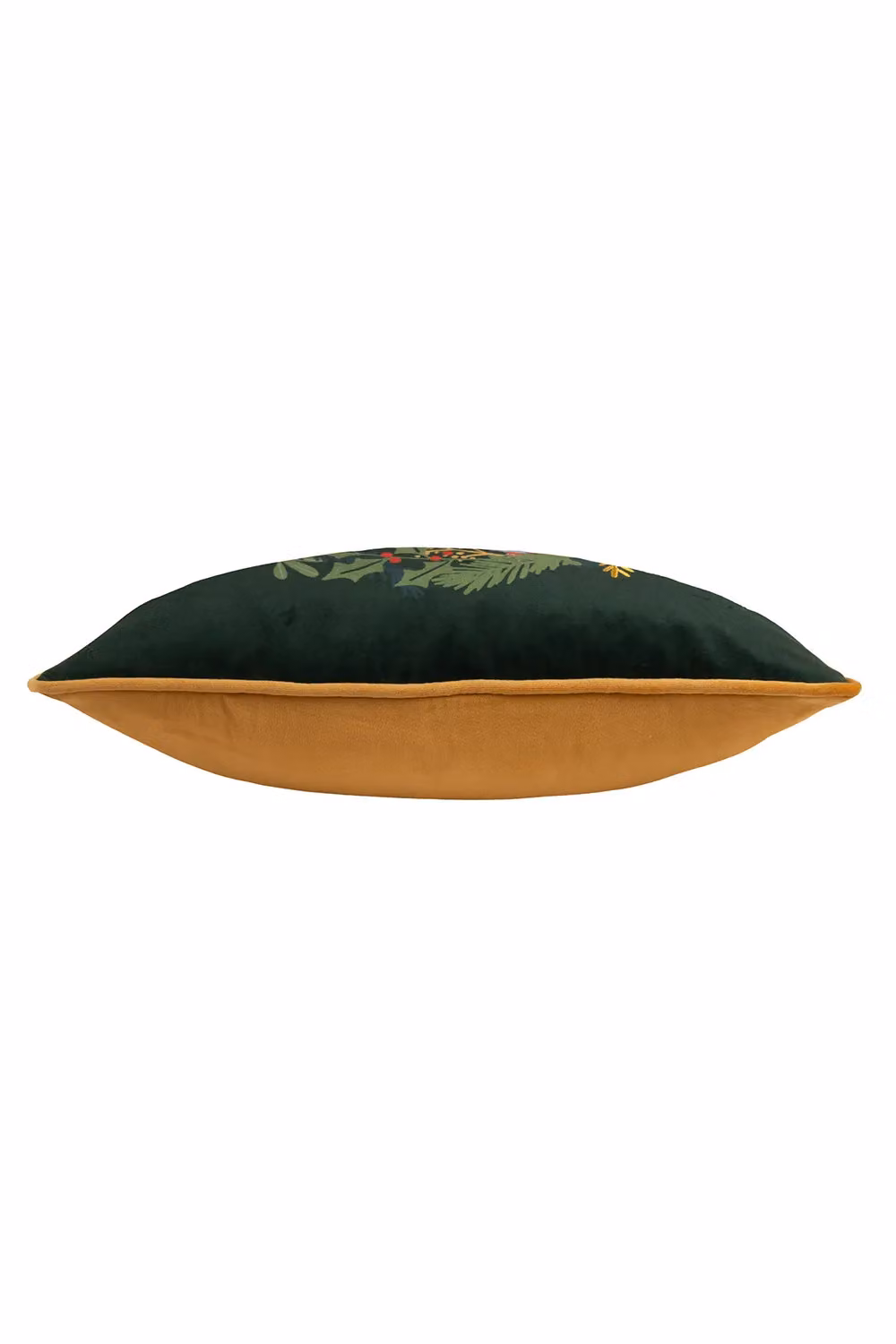 Riva Home Christmas Floral Velvet Cushion in Green and Gold, W/D/H: 43 x 43 x 43 cm – 2