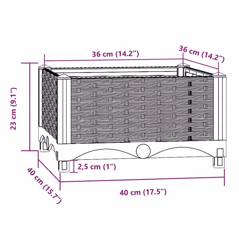 Berkfield Home Brown Polypropylene Raised Bed W/D/H: 40 x 40 x 23 cm – 4