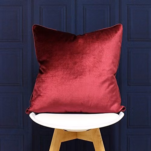 Paoletti Luxe Velvet Piped Square Cushion in Purple, W/D/H: 55 x 55 x 55 cm – 3