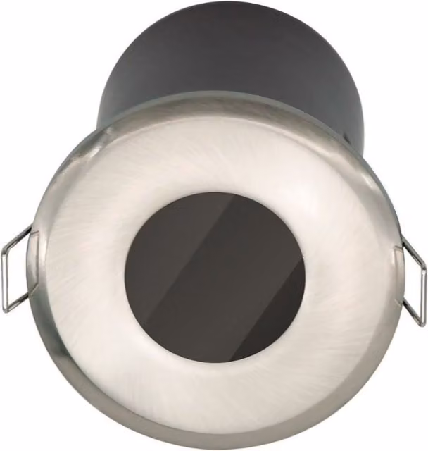 First Choice Lighting Set of 20 Fire Rated IP65 Recessed Bathroom Downlights, Brushed Silver Stainless Steel, GU10, Dimmable