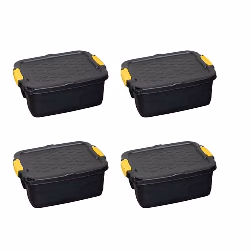 Samuel ALEXANDER Set of 4 Heavy Duty 24L Stackable Storage Boxes with Lids and Handles in Black and Yellow – 2