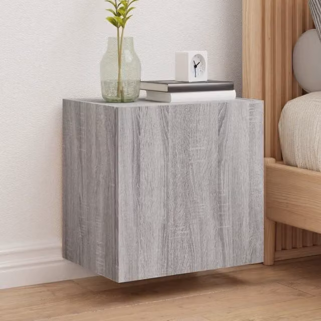Berkfield Home Set of 2 Grey Sonoma Wall Mounted TV Cabinets, W/D/H: 40.5 x 30 x 40.5 cm