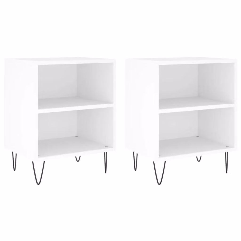 Berkfield Home Set of 2 White Bedside Cabinets in Engineered Wood, W/D/H: 40 x 30 x 50 cm