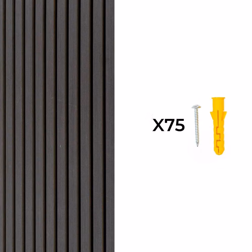 Monstershop Acoustic Slat Wall Panels, 3 Pack, Anthracite Grey, Wood Look MDF – 6