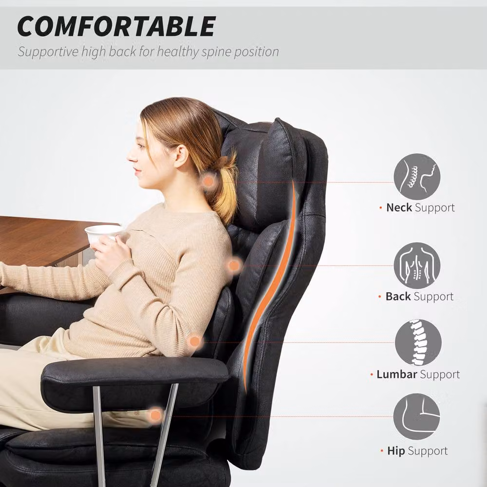 STILVORA Black Synthetic Leather Executive Reclining Office Chair with Headrest and Armrests – 6