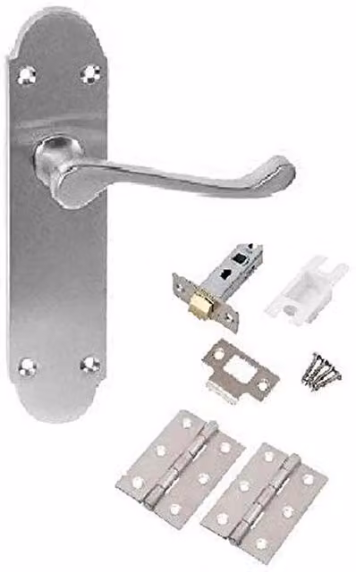 Golden Grace Brushed Chrome Silver Lever Latch Door Handles Internal Set