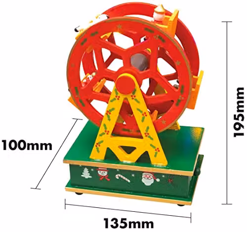 St Helens Home & Garden Mechanical Wooden Ferris Wheel Music Box in Multicolour Red and Green – 2