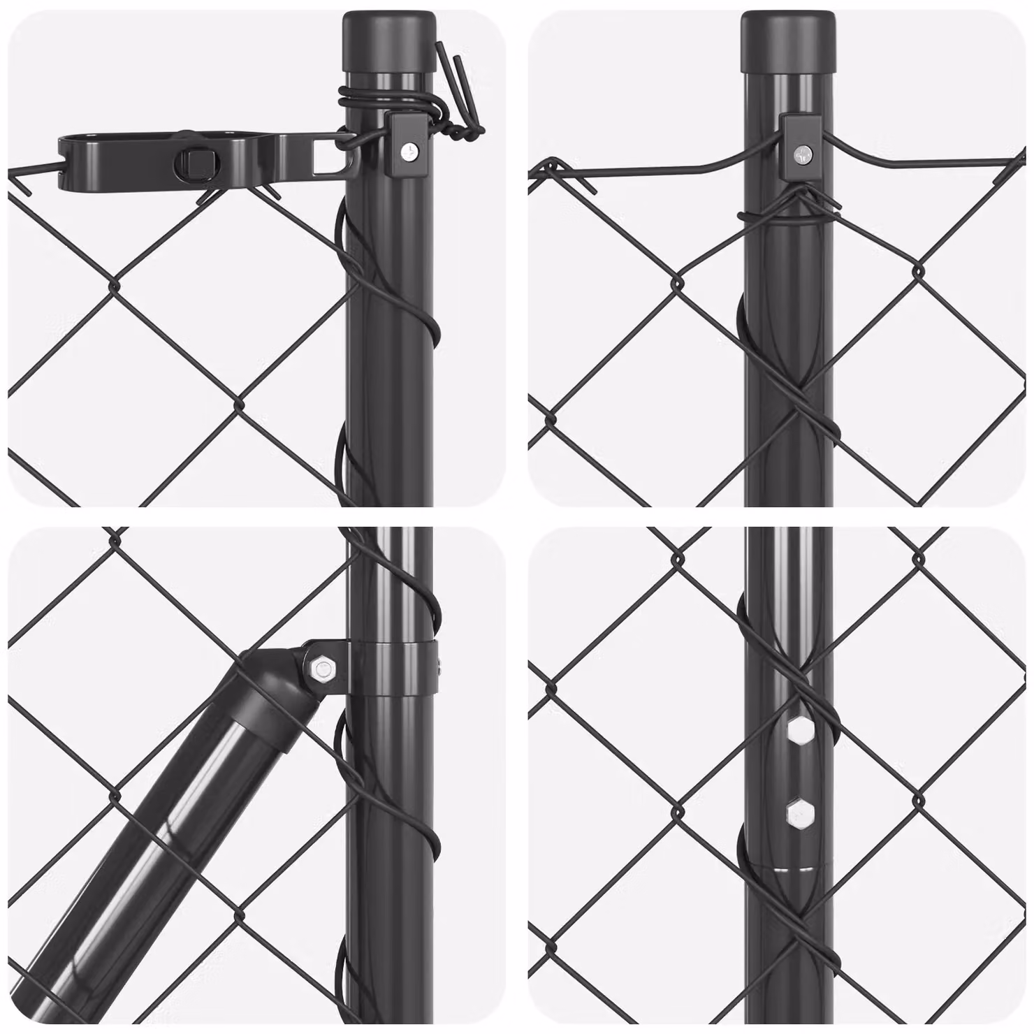 Berkfield Home Grey Galvanised Steel Chain Link Fence with 7 Flanged Posts, H: 1.2 m, W: 10 m – 5