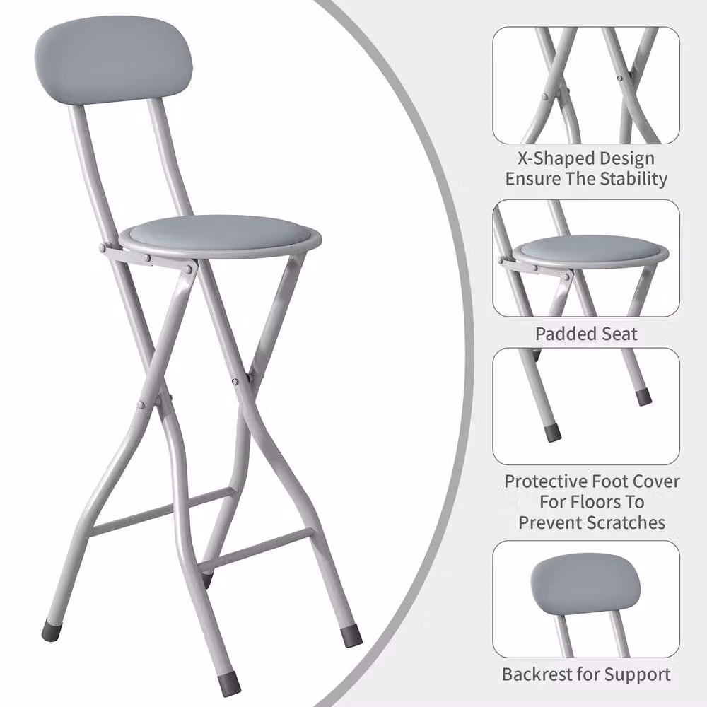 MCC Direct Padded Folding Breakfast Bar Stool High Chair in Grey – 2