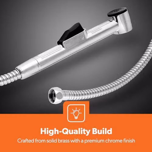 GEEPAS Handheld Toilet Bidet Sprayer with Chrome Brass Wall Mounted Spray Function in Silver – 3