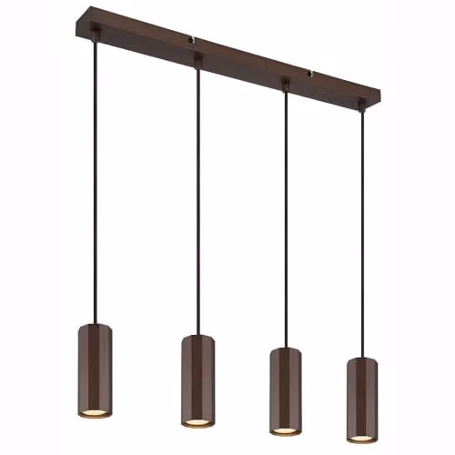 Globo Lighting James Bar Bronze Aluminium Pendant Light with 4x GU10 Sockets, Height: 120 cm, Width: 61 cm, Depth: 6 cm