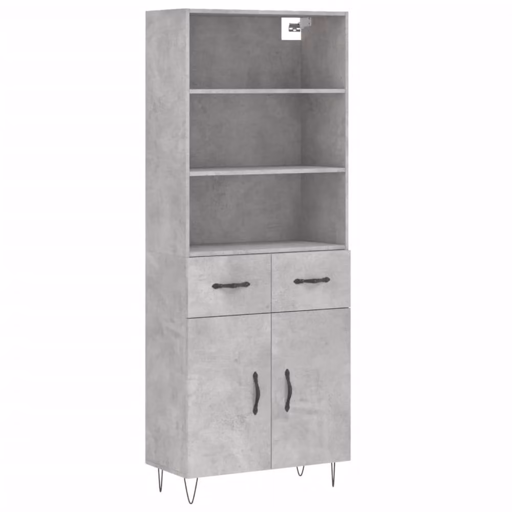 Berkfield Home Industrial Highboard in Concrete Grey with Hinged Doors and Internal Shelves, W/D/H: 69.5 x 34 x 180 cm – 3