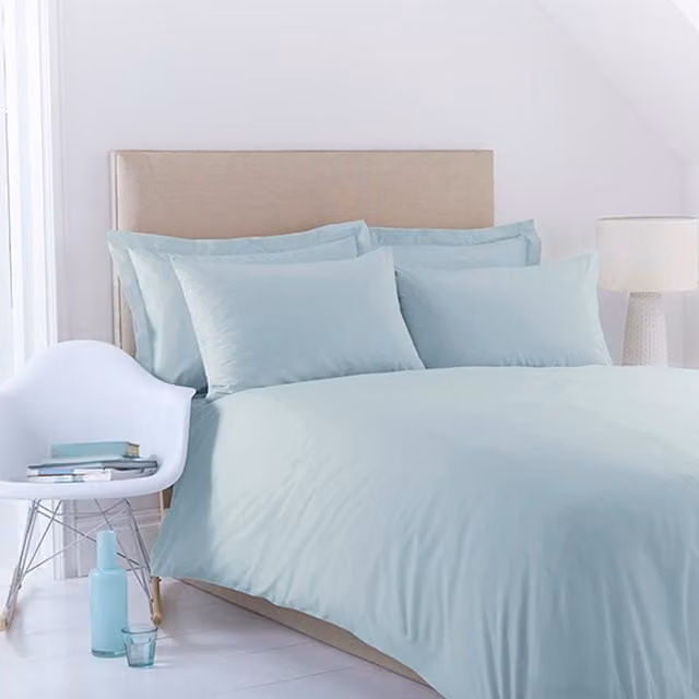 Charlotte Thomas Blue Percale Cotton and Polyester Duvet Cover Set
