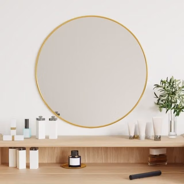 Berkfield Home Round Gold Wall Mirror, Diameter: 50 cm – 1